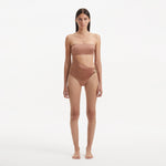 Marilla Brown Bandeau Satin Swimsuit | Moeva | Swimsuit | Each week unveils new pieces—luxury swimwear, fluid resort silhouettes, and elevated summer-to-evening essentials designed to carry you from coastal escapes to city nights.