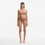 Marilla Brown Bandeau Satin Swimsuit | Moeva | Swimsuit | Each week unveils new pieces—luxury swimwear, fluid resort silhouettes, and elevated summer-to-evening essentials designed to carry you from coastal escapes to city nights.