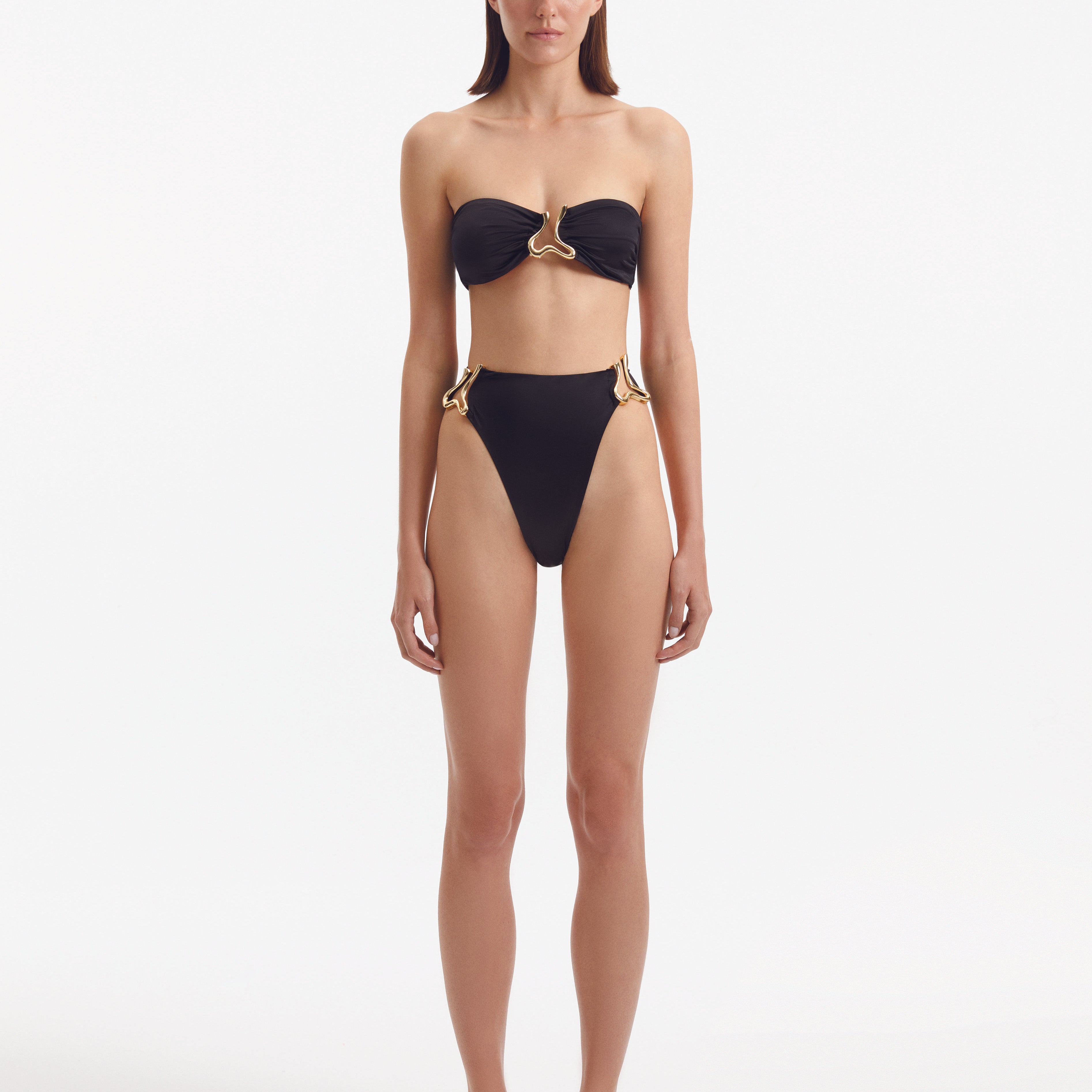 Clyde Black Bandeau Satin Bikini Top | Moeva | Bikini Top | Each week unveils new pieces—luxury swimwear, fluid resort silhouettes, and elevated summer-to-evening essentials designed to carry you from coastal escapes to city nights.