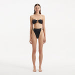 Clyde Black Bandeau High Waist Satin Bikini Set | Moeva | Bikini Sets | Each week unveils new pieces—luxury swimwear, fluid resort silhouettes, and elevated summer-to-evening essentials designed to carry you from coastal escapes to city nights.