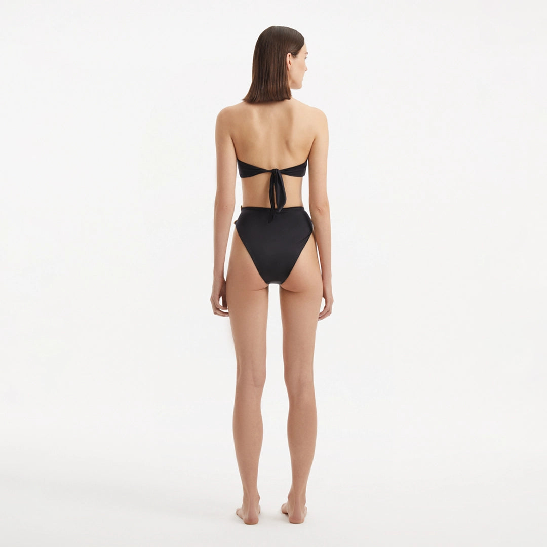 Clyde Black Bandeau High Waist Satin Bikini Set | Moeva | Bikini Sets | Each week unveils new pieces—luxury swimwear, fluid resort silhouettes, and elevated summer-to-evening essentials designed to carry you from coastal escapes to city nights.