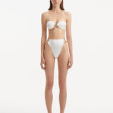 Clyde White Bandeau Satin Bikini Top