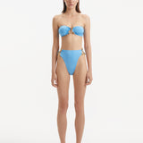 Clyde Baby Blue Bandeau Satin Bikini Top