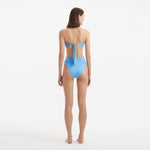 Clyde Baby Blue Bandeau High Waist Satin Bikini Set | Moeva | Bikini Sets | Each week unveils new pieces—luxury swimwear, fluid resort silhouettes, and elevated summer-to-evening essentials designed to carry you from coastal escapes to city nights.