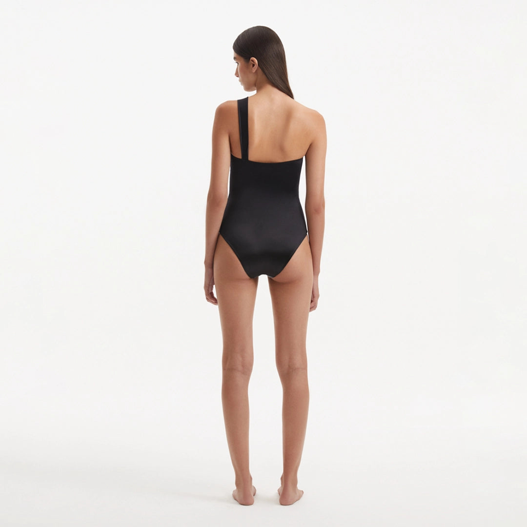 Halin Black One Shoulder Satin Swimsuit | Moeva | Swimsuit | Each week unveils new pieces—luxury swimwear, fluid resort silhouettes, and elevated summer-to-evening essentials designed to carry you from coastal escapes to city nights.