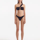 Sereia Black Mid Coverage Bikini Bottom