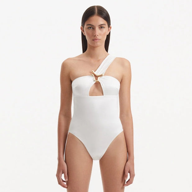 Halin White One Shoulder Satin Swimsuit | Moeva | Swimsuit | Each week unveils new pieces—luxury swimwear, fluid resort silhouettes, and elevated summer-to-evening essentials designed to carry you from coastal escapes to city nights.