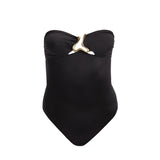 Kenna Black Bandeau Satin Swimsuit | Moeva | Swimsuit | Each week unveils new pieces—luxury swimwear, fluid resort silhouettes, and elevated summer-to-evening essentials designed to carry you from coastal escapes to city nights.