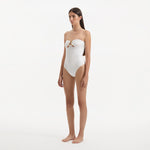 Kenna White Bandeau Satin Swimsuit | Moeva | Swimsuit | Each week unveils new pieces—luxury swimwear, fluid resort silhouettes, and elevated summer-to-evening essentials designed to carry you from coastal escapes to city nights.