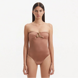 Kenna Brown Bandeau Satin Swimsuit | Moeva | Swimsuit | Each week unveils new pieces—luxury swimwear, fluid resort silhouettes, and elevated summer-to-evening essentials designed to carry you from coastal escapes to city nights.