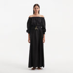 Sumner Black Off-Shoulder Linen Mini Dress | Moeva | RTW Dresses | Each week unveils new pieces—luxury swimwear, fluid resort silhouettes, and elevated summer-to-evening essentials designed to carry you from coastal escapes to city nights.