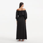 Sumner Black Off-Shoulder Linen Mini Dress | Moeva | RTW Dresses | Each week unveils new pieces—luxury swimwear, fluid resort silhouettes, and elevated summer-to-evening essentials designed to carry you from coastal escapes to city nights.