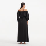 Sumner Black Off-Shoulder Linen Mini Dress | Moeva | RTW Dresses | Each week unveils new pieces—luxury swimwear, fluid resort silhouettes, and elevated summer-to-evening essentials designed to carry you from coastal escapes to city nights.