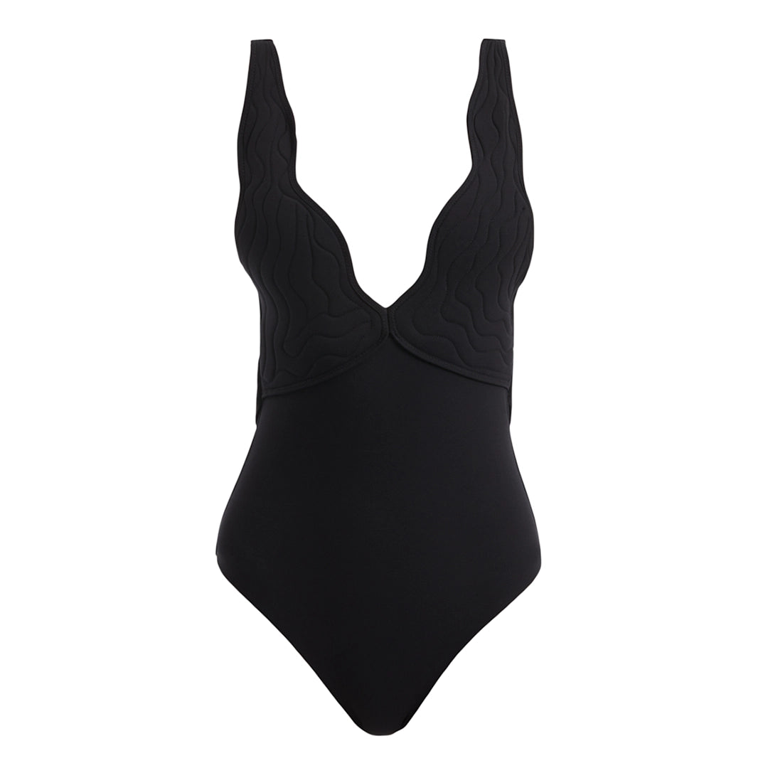 Breena Black V Neck Swimsuit | Moeva | Swimsuit | Each week unveils new pieces—luxury swimwear, fluid resort silhouettes, and elevated summer-to-evening essentials designed to carry you from coastal escapes to city nights.