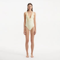 Breena Yellow V Neck Swimsuit | Moeva | Swimsuit | Each week unveils new pieces—luxury swimwear, fluid resort silhouettes, and elevated summer-to-evening essentials designed to carry you from coastal escapes to city nights.