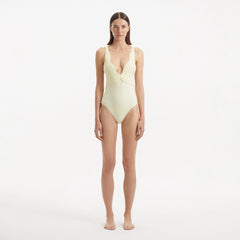Breena Yellow V Neck Swimsuit | Moeva | Swimsuit | Each week unveils new pieces—luxury swimwear, fluid resort silhouettes, and elevated summer-to-evening essentials designed to carry you from coastal escapes to city nights.