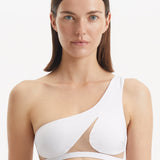 Harbor White One Shoulder Solid Bikini Top