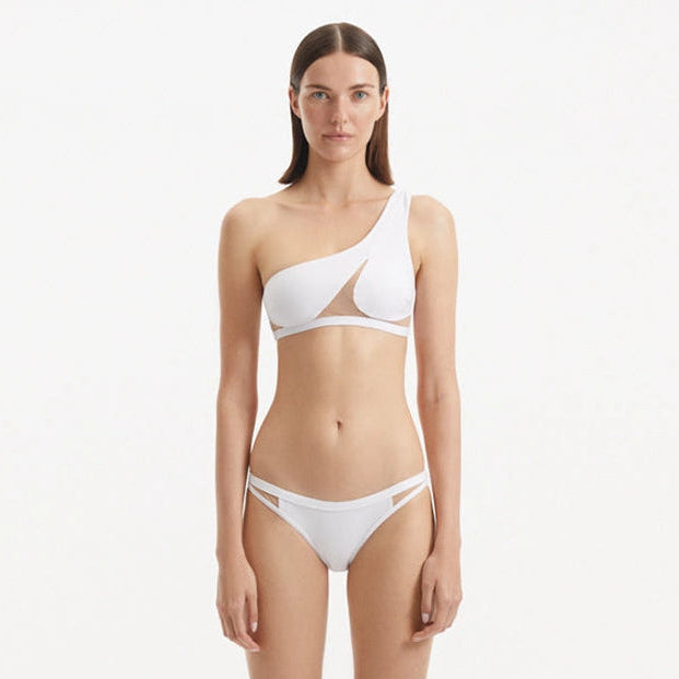 Harbor White One Shoulder Mid Coverage Solid Bikini Set | Moeva | Bikini Set | Each week unveils new pieces—luxury swimwear, fluid resort silhouettes, and elevated summer-to-evening essentials designed to carry you from coastal escapes to city nights.