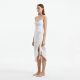 Pelagia White Tie Front Wavy-Trim Sheer Sarong | Moeva | Sarongs | Each week unveils new pieces—luxury swimwear, fluid resort silhouettes, and elevated summer-to-evening essentials designed to carry you from coastal escapes to city nights.
