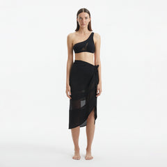 Pelagia Black Tie Front Wavy-Trim Sheer Sarong | Moeva | Sarongs | Each week unveils new pieces—luxury swimwear, fluid resort silhouettes, and elevated summer-to-evening essentials designed to carry you from coastal escapes to city nights.