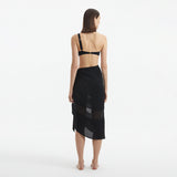Pelagia Black Tie Front Wavy-Trim Sheer Sarong | Moeva | Sarongs | Each week unveils new pieces—luxury swimwear, fluid resort silhouettes, and elevated summer-to-evening essentials designed to carry you from coastal escapes to city nights.