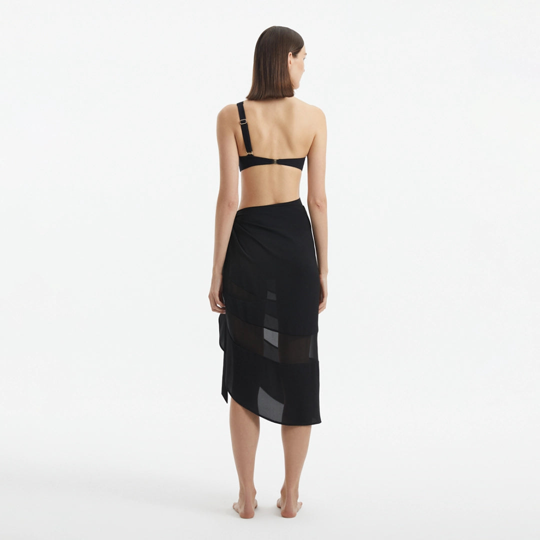 Pelagia Black Tie Front Wavy-Trim Sheer Sarong | Moeva | Sarongs | Each week unveils new pieces—luxury swimwear, fluid resort silhouettes, and elevated summer-to-evening essentials designed to carry you from coastal escapes to city nights.