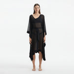 Opal Black Sheer Gold Buttoned Belted Kaftan | Moeva | Kaftan | Each week unveils new pieces—luxury swimwear, fluid resort silhouettes, and elevated summer-to-evening essentials designed to carry you from coastal escapes to city nights.