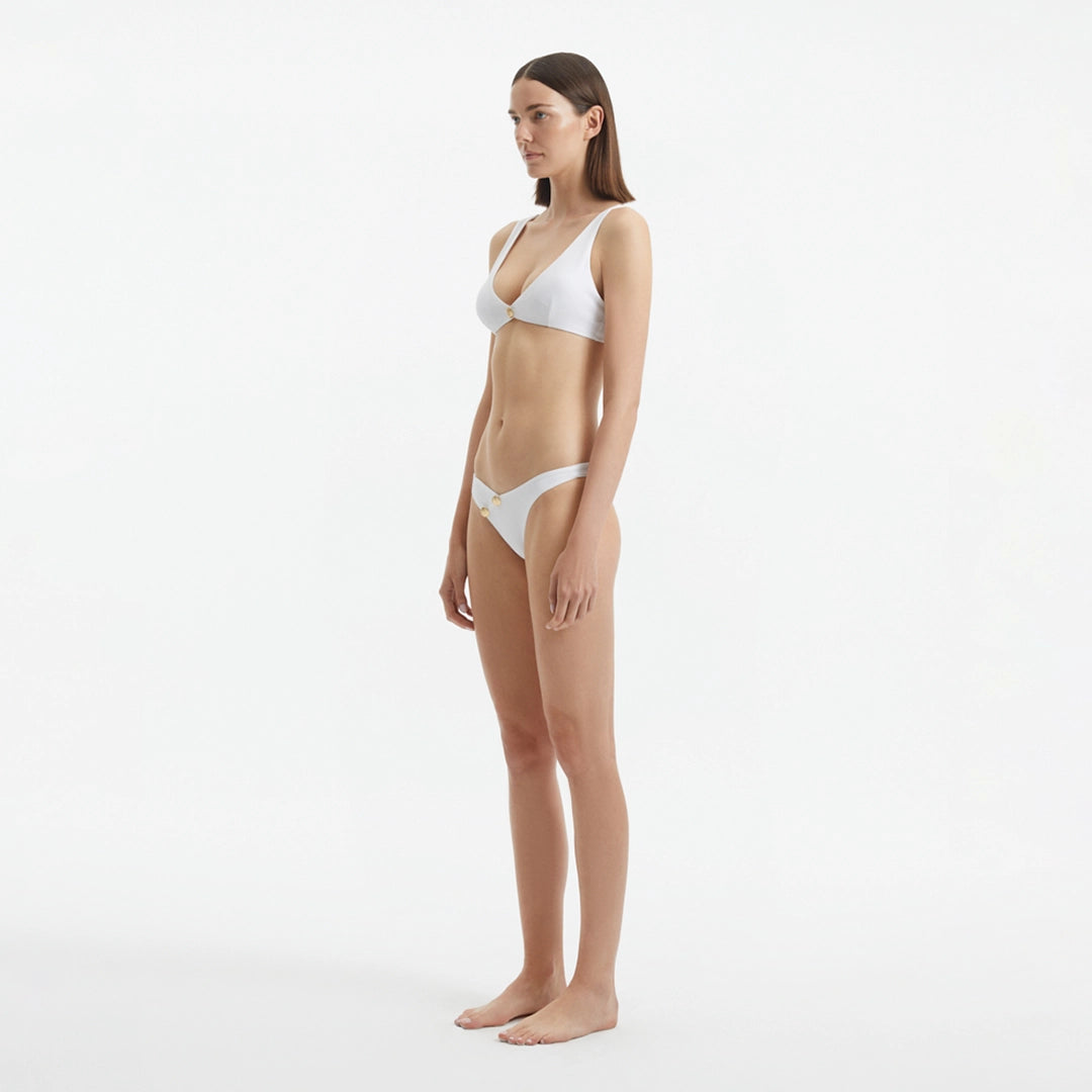 Aeron White V Neck Textured Mid Coverage Bikini Set | Moeva | Bikini Set | Each week unveils new pieces—luxury swimwear, fluid resort silhouettes, and elevated summer-to-evening essentials designed to carry you from coastal escapes to city nights.