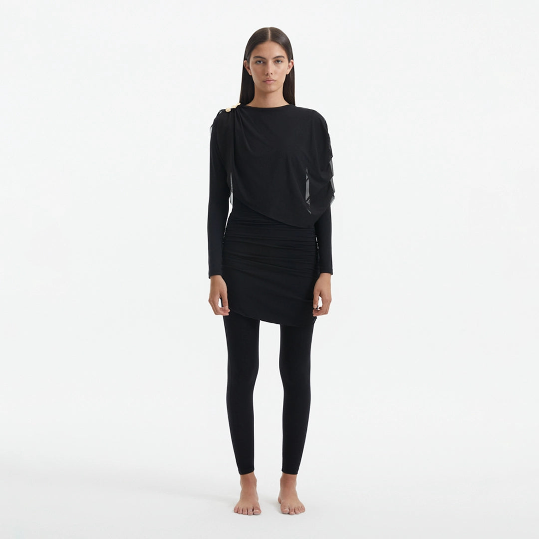 Ishtar Black Long Sleeve Accessorised Modest Swim Set | Moeva | Swimsuit | Each week unveils new pieces—luxury swimwear, fluid resort silhouettes, and elevated summer-to-evening essentials designed to carry you from coastal escapes to city nights.