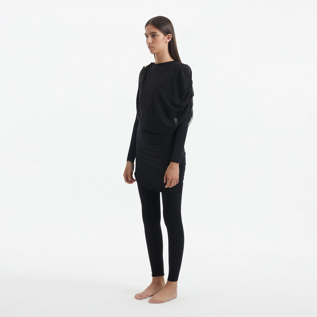 Ishtar Black Long Sleeve Accessorised Modest Swim Set | Moeva | Swimsuit | Each week unveils new pieces—luxury swimwear, fluid resort silhouettes, and elevated summer-to-evening essentials designed to carry you from coastal escapes to city nights.