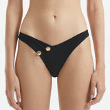Aeron Black Mid Coverage Bikini Bottom