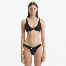 Aeron Black V Neck Textured Mid Coverage Bikini Set | Moeva | Bikini Set | Each week unveils new pieces—luxury swimwear, fluid resort silhouettes, and elevated summer-to-evening essentials designed to carry you from coastal escapes to city nights.