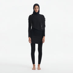 Risha Black Swim Hijab | Moeva | Women Hair Accessories | Each week unveils new pieces—luxury swimwear, fluid resort silhouettes, and elevated summer-to-evening essentials designed to carry you from coastal escapes to city nights.