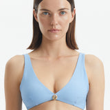 Aeron Baby Blue V Neck Textured Bikini Top
