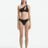 Eyre Black One Shoulder Textured Bikini Top