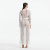 Fernanda White Knitted Mesh  Long-Sleeve Maxi Dress