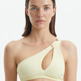 Eyre Yellow One Shoulder Textured Bikini Top
