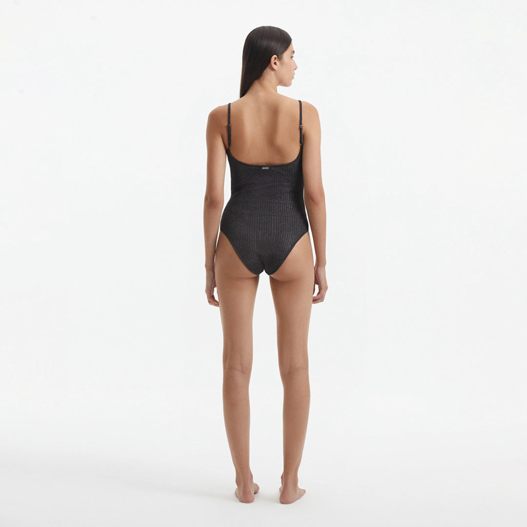 Hartley Silver Scoop Neck Metallic Knitted Swimsuit | Moeva | Swimsuit | Each week unveils new pieces—luxury swimwear, fluid resort silhouettes, and elevated summer-to-evening essentials designed to carry you from coastal escapes to city nights.