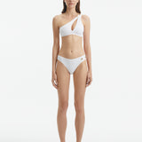 Eyre White One Shoulder Textured Bikini Top