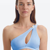 Eyre Baby Blue One Shoulder Textured Bikini Top