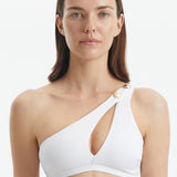 Eyre White One Shoulder Textured Bikini Top