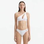 Eyre White One Shoulder Mid Coverage Textured Bikini Set | Moeva | Bikini Set | Each week unveils new pieces—luxury swimwear, fluid resort silhouettes, and elevated summer-to-evening essentials designed to carry you from coastal escapes to city nights.