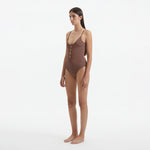 Hartley Brown Scoop Neck Metallic Knitted Swimsuit | Moeva | Swimsuit | Each week unveils new pieces—luxury swimwear, fluid resort silhouettes, and elevated summer-to-evening essentials designed to carry you from coastal escapes to city nights.