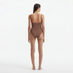 Hartley Brown Scoop Neck Metallic Knitted Swimsuit | Moeva | Swimsuit | Each week unveils new pieces—luxury swimwear, fluid resort silhouettes, and elevated summer-to-evening essentials designed to carry you from coastal escapes to city nights.