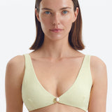 Aeron Yellow V Neck Textured Bikini Top