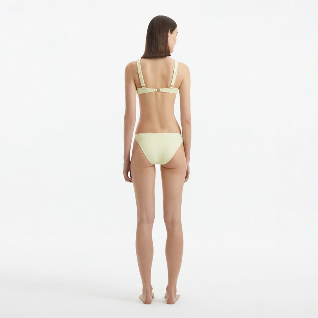 Aeron Yellow V Neck Textured Mid Coverage Bikini Set | Moeva | Bikini Set | Each week unveils new pieces—luxury swimwear, fluid resort silhouettes, and elevated summer-to-evening essentials designed to carry you from coastal escapes to city nights.