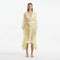 Opal Yellow Sheer Gold Buttoned Belted Kaftan | Moeva | Kaftans | Each week unveils new pieces—luxury swimwear, fluid resort silhouettes, and elevated summer-to-evening essentials designed to carry you from coastal escapes to city nights.