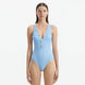 Naida Baby Blue V Neck Textured Swimsuit | Moeva | Swimsuit | Each week unveils new pieces—luxury swimwear, fluid resort silhouettes, and elevated summer-to-evening essentials designed to carry you from coastal escapes to city nights.