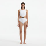Honora White High Neck Swimsuit