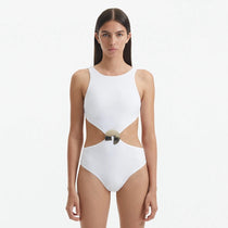 Honora White High Neck Swimsuit | Moeva | Swimsuit | Each week unveils new pieces—luxury swimwear, fluid resort silhouettes, and elevated summer-to-evening essentials designed to carry you from coastal escapes to city nights.